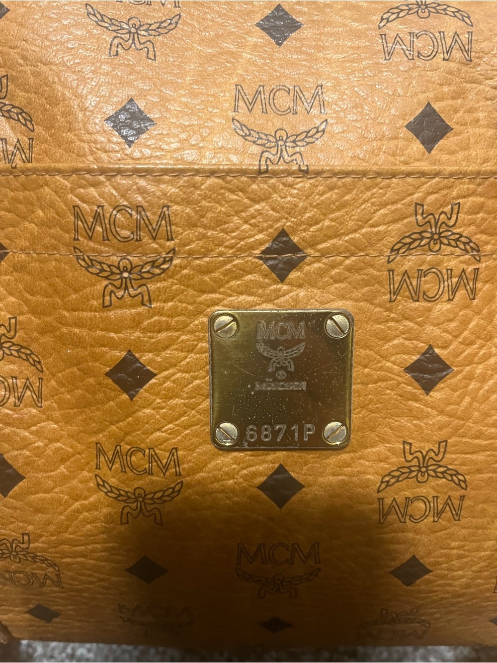 MCM Leather Iconic Cognac & Black Visetos Motif Shoulder Crossbody Bag - Picture 4 of 14